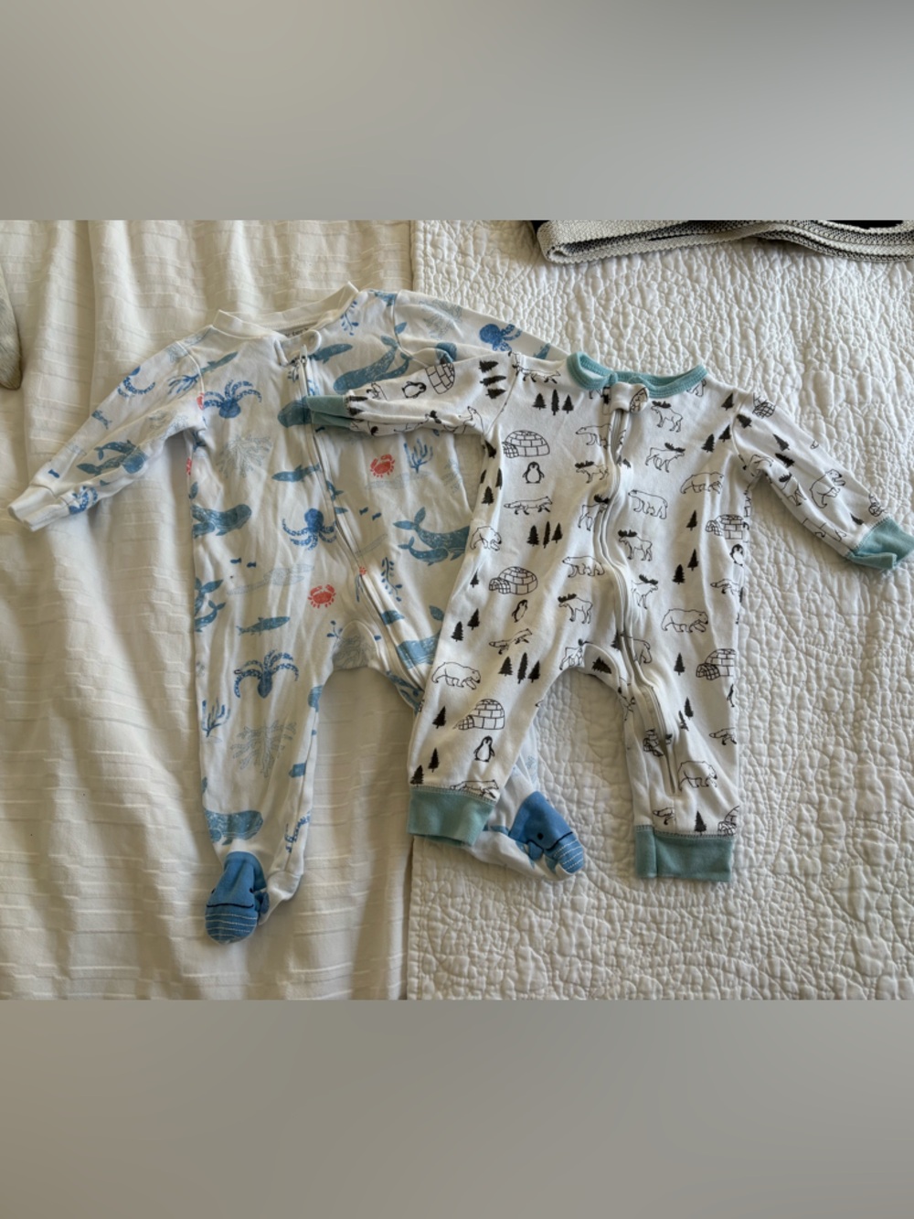 Carter's White & Light Blue Polar and Ocean Print PJs